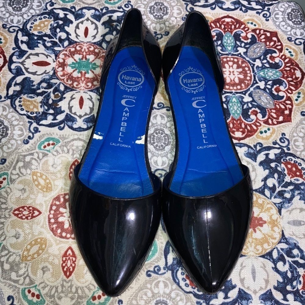 Jeffery Campbell, Havana Last Jelly Flat D’Orsay Solid Black Patent Women’s 6 M
